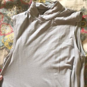 Grey, sleeveless, mock turtleneck tunic